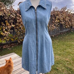 Blue Denim Zip-Up Dress- Y2K Vintage